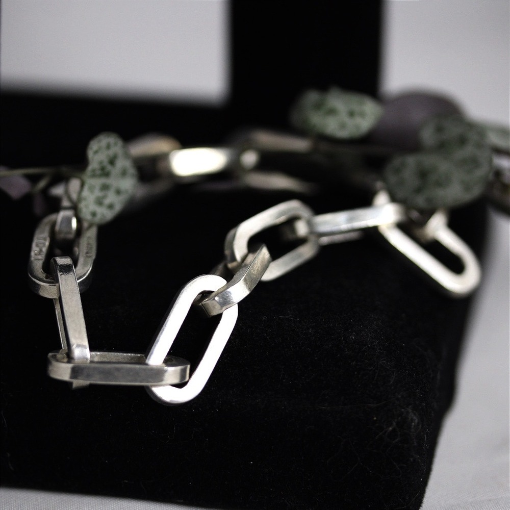 VTG HEAVY Sterling Silver Brutalist Punk Biker Taxco 8.5" Link Bracelet 46g TD87